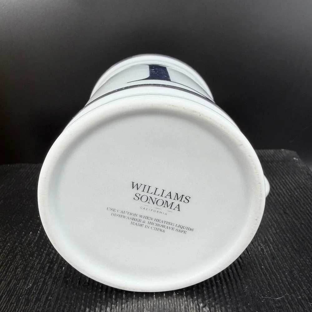 Williams Sonoma‎ Initial L Monogram Mug White Silver Metallic Trim Ceramic Cup